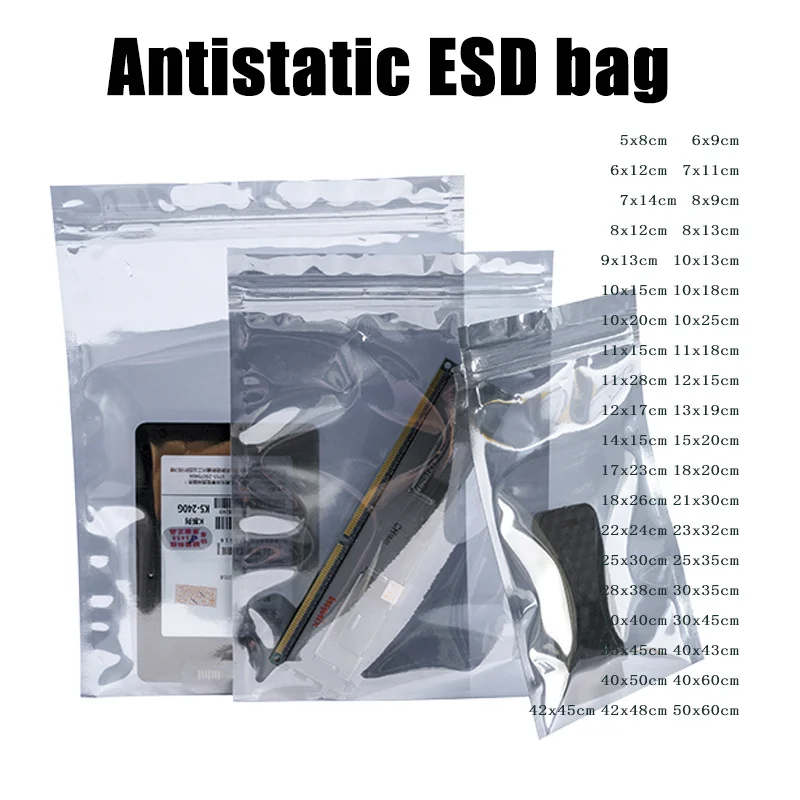 Transparent Anti Static Shielding Package ESD Self Sealing Bags for Storage Electronic Accessories USB Pouches
Transparent Anti Static Shielding Package ESD Self Sealing Bags for Storage Electronic Accessories USB Pouches