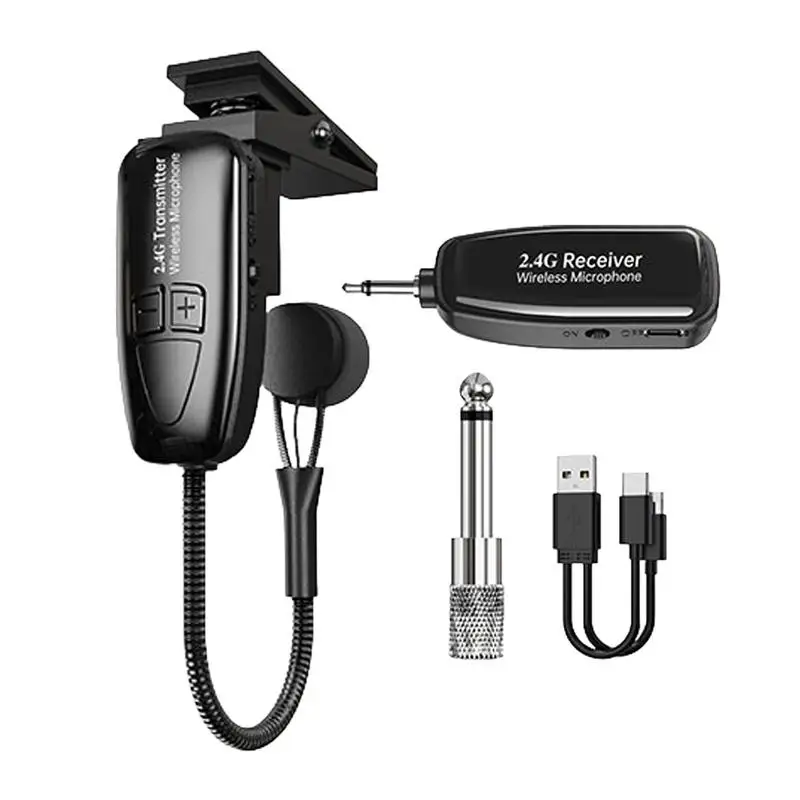 

Saxophone Microphone Wireless Receiver Transmitter 160ft Range Plug and Play Great for Trumpets Clip-On Instrument Microphone