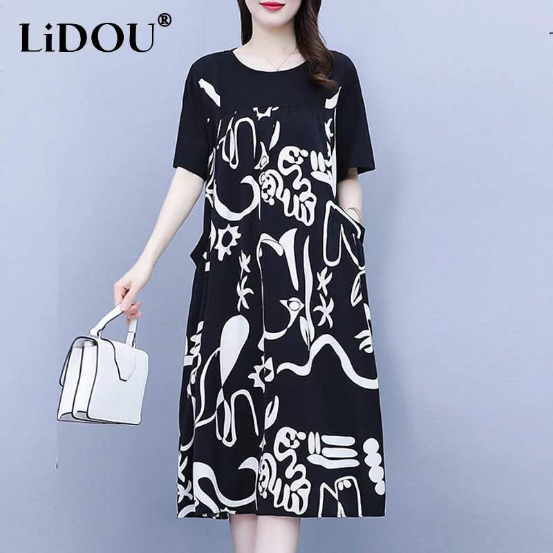 2022 Summer O Neck Casual Fashion Print Loose Dress Women's Oversized Dresses Short Sleeve Patchwork A-line Vestidos Robe Femme
2022 Summer O Neck Casual Fashion Print Loose Dress Women's Oversized Dresses Short Sleeve Patchwork A-line Vestidos Robe Femme