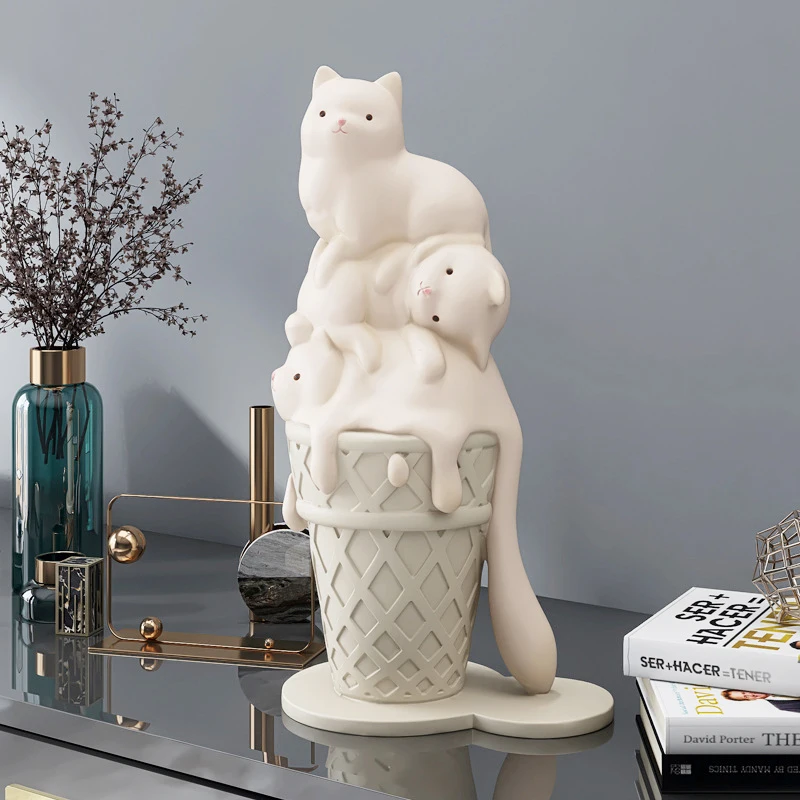 Nordic Ice Cream Cat Sculpture Resin Cartoon Figurines for Living Room Modern Home Room Decor Creative Animal Figures Best Gift 
Nordic Ice Cream Cat Sculpture Resin Cartoon Figurines for Living Room Modern Home Room Decor Creative Animal Figures Best Gift