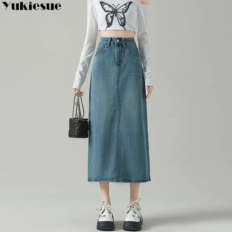 Women's Long Denim Skirt Vintage High waisted Jeans Skirts Female Summer 2023 New Front Split Design sense Asymmetry Versatile
Women's Long Denim Skirt Vintage High waisted Jeans Skirts Female Summer 2023 New Front Split Design sense Asymmetry Versatile