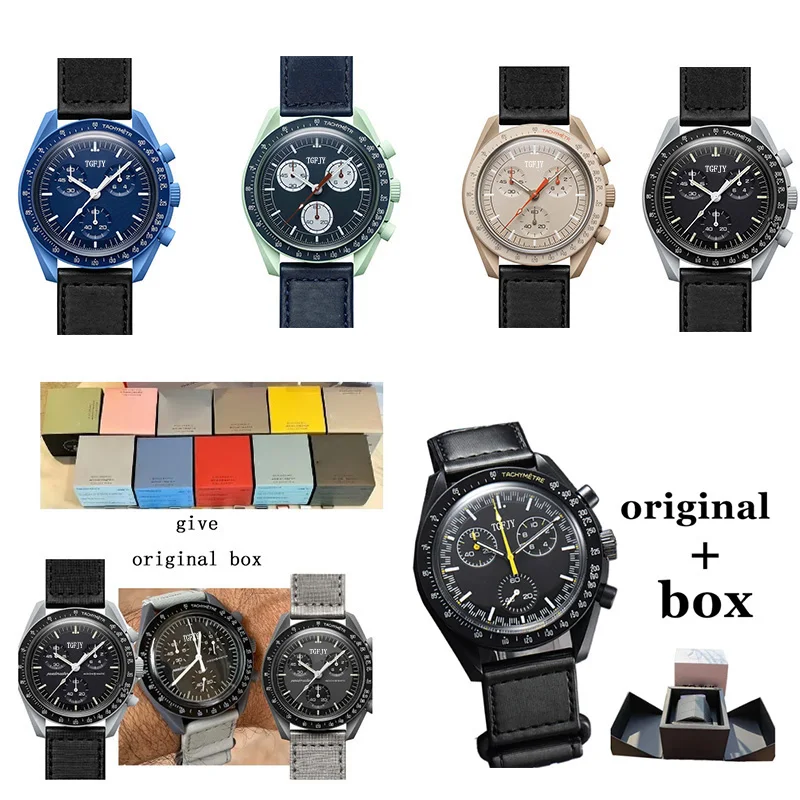 

Top Quality Original Brand Gift Original Box Watches For Mens Plastic Case Chronograph Moon Watch Explore Planet AAA Male Clocks