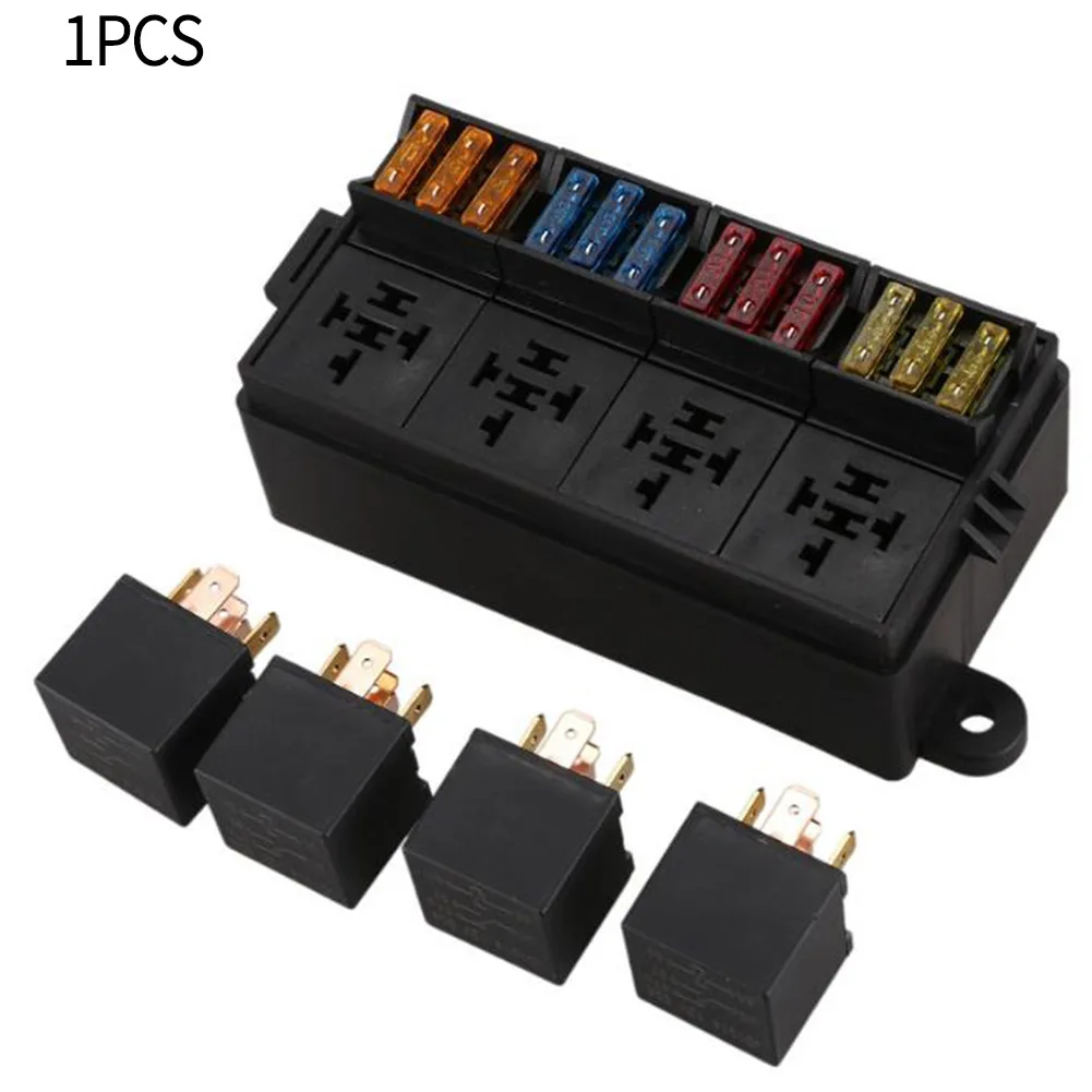 

Durable 12 Way Blade Fuse Box W/ Paddle/Fuse Terminal 4 Pin 12V40A Relay For Car Marine Boats Electrical Equipment