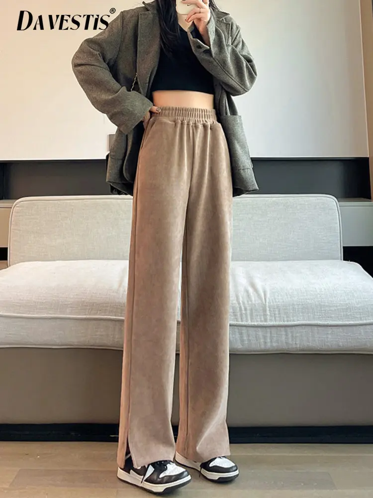 Winter Plus Velvet Wide Pants for Women Loose Comfortable Thin Straight Trousers Ladies Solid Color Elastic Waist Sports Pants
Winter Plus Velvet Wide Pants for Women Loose Comfortable Thin Straight Trousers Ladies Solid Color Elastic Waist Sports Pants