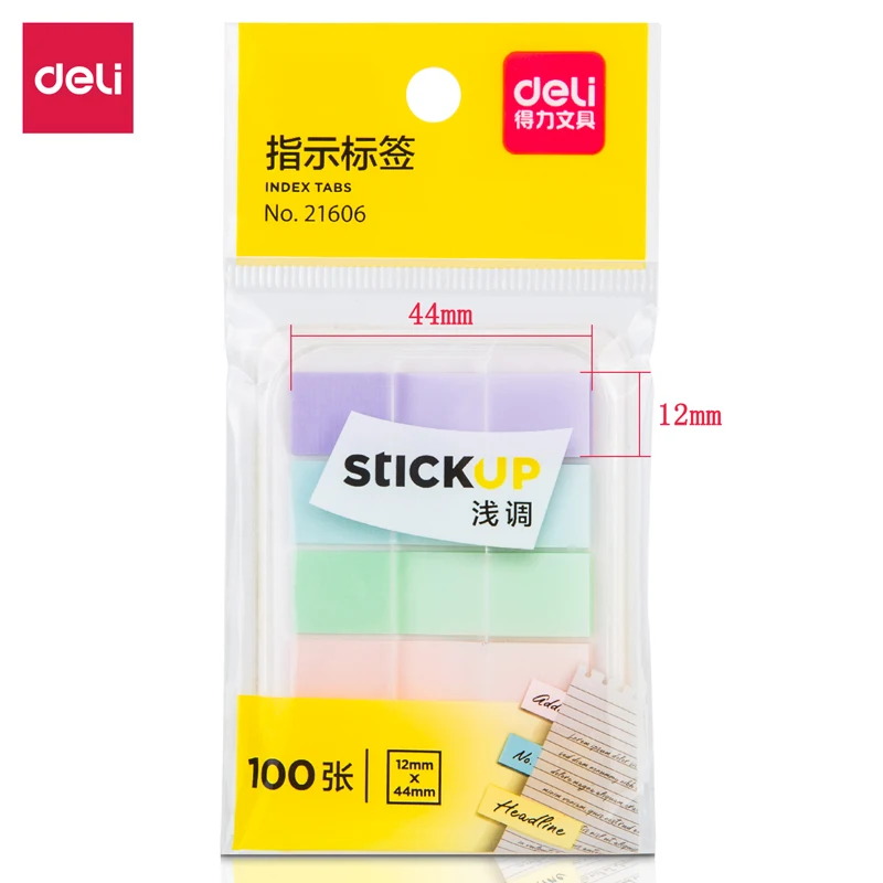 100Pages Deli 21606 44 * 12mm 5 Colors Index Tabs Fluorescent Sticker Dispenser Planner Stickers Office Supplies Sticky Notes
100Pages Deli 21606 44 * 12mm 5 Colors Index Tabs Fluorescent Sticker Dispenser Planner Stickers Office Supplies Sticky Notes