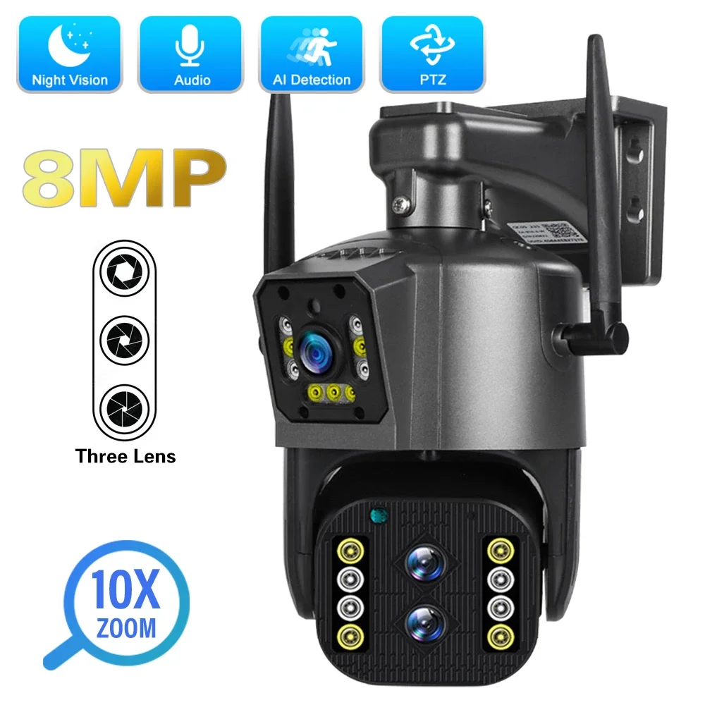 PEGATAH 4K 8MP WiFi Camera Outdoor PTZ Three Lens Dual Screen 10X Optical Zoom Auto Tracking Waterproof Video Surveillance Camer
PEGATAH 4K 8MP WiFi Camera Outdoor PTZ Three Lens Dual Screen 10X Optical Zoom Auto Tracking Waterproof Video Surveillance Camer