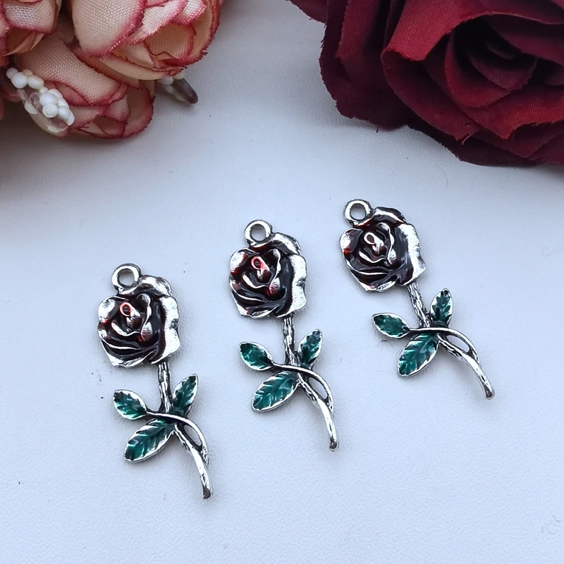 6pcs 14x36mm Rose Flower Silver Colour Alloy Tibetan Pendants Antique Jewelry Making Small Pendant DIY Handmade Accessories
6pcs 14x36mm Rose Flower Silver Colour Alloy Tibetan Pendants Antique Jewelry Making Small Pendant DIY Handmade Accessories