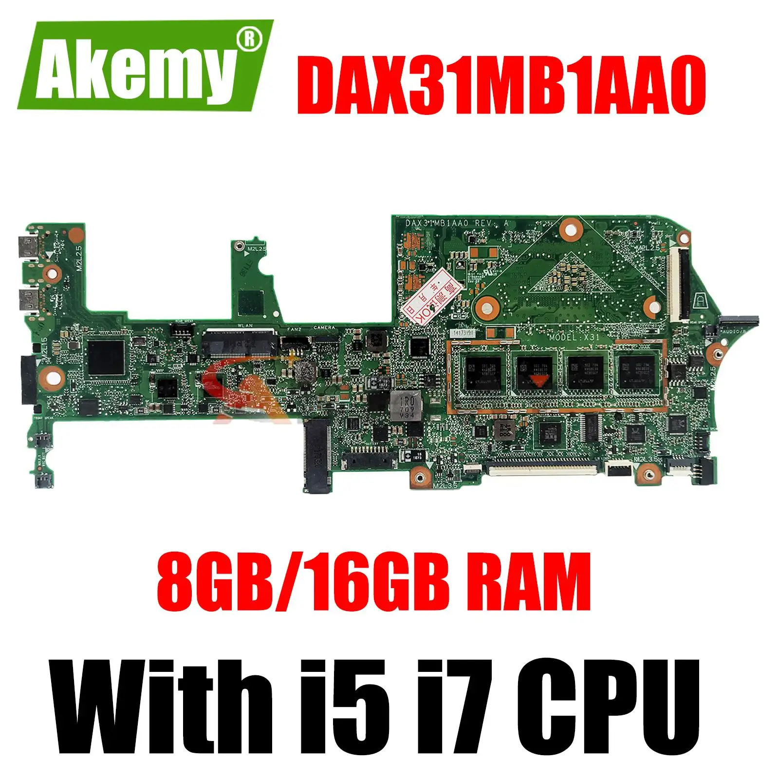 DAX31MB1AA0 DA0X31MBAF0 For HP Spectre X360 13-AC 13-W Laptop Motherboard With i5 i7 CPU 8GB/16GB Memory 907558-601 918042-601
DAX31MB1AA0 DA0X31MBAF0 For HP Spectre X360 13-AC 13-W Laptop Motherboard With i5 i7 CPU 8GB/16GB Memory 907558-601 918042-601