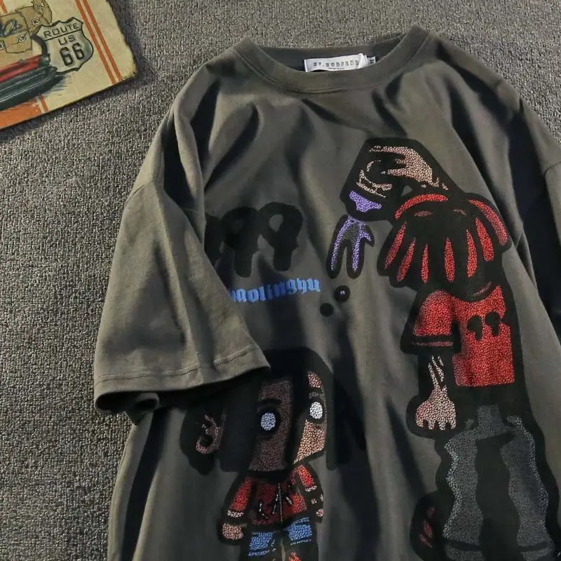 American Trendy Cartoon Hip-hop Character Short Sleeved T-shirt for Men and Women Summer Ins Loose Oversize Street Top Trend
American Trendy Cartoon Hip-hop Character Short Sleeved T-shirt for Men and Women Summer Ins Loose Oversize Street Top Trend