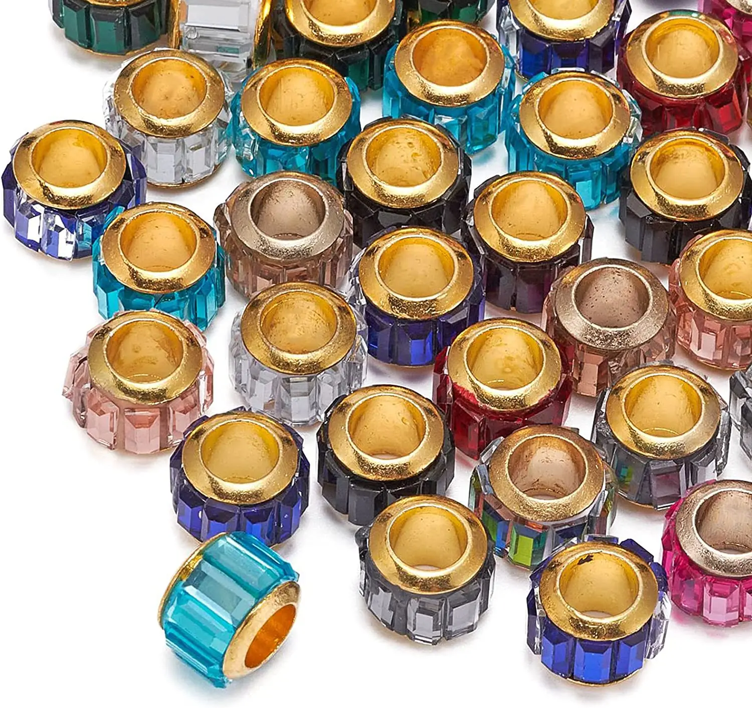 PandaHall 100 Pcs Random Color Glass Faceted Rondelle European Beads Large Hole Beads for Bracelet Making
PandaHall 100 Pcs Random Color Glass Faceted Rondelle European Beads Large Hole Beads for Bracelet Making