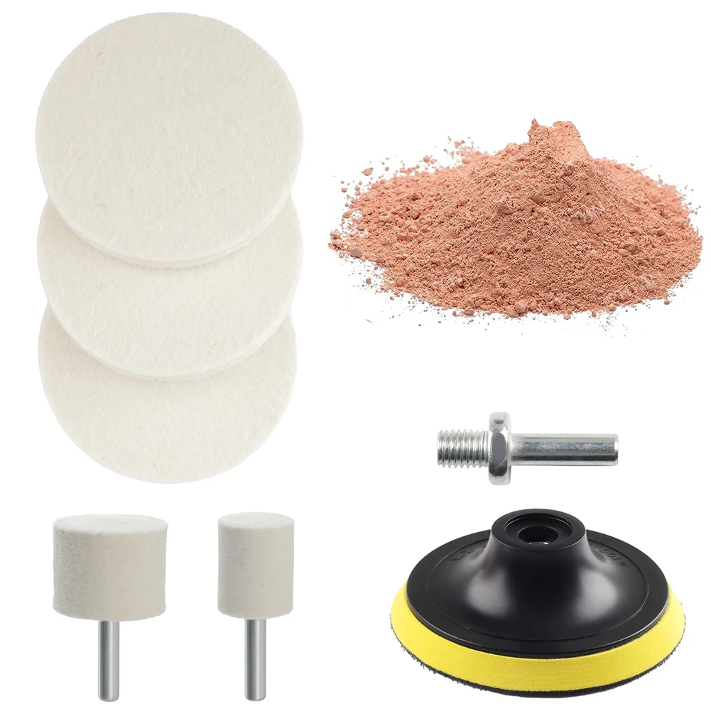 8pcs/set Car Windshield Glass Scratch Removal Cerium Oxide Powder Rayon Felt Polish Pad+Wool Felt Polish Wheel Glass Polish Kit
8pcs/set Car Windshield Glass Scratch Removal Cerium Oxide Powder Rayon Felt Polish Pad+Wool Felt Polish Wheel Glass Polish Kit
