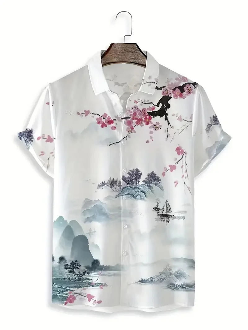 Men's fashionable Hawaiian lapel pattern shirt with trendy ink animal print suitable for summer vacation and casual wear
Men's fashionable Hawaiian lapel pattern shirt with trendy ink animal print suitable for summer vacation and casual wear