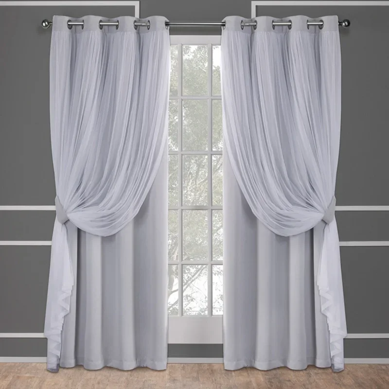 

Exclusive Home Catarina Layered Solid Blackout and Sheer Window Curtain Panel Pair