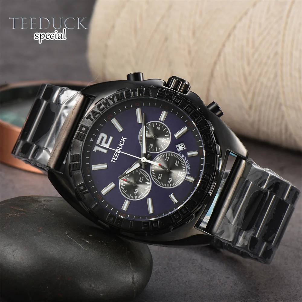 

Quartz Watch AAA Luxury brand Luminous Waterproofing Stainless Steel leather rotating bezel calendar Chronograph Men Wristwatch