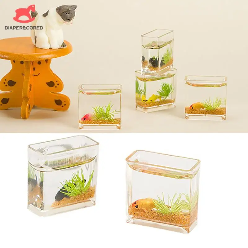 

Random 1pcs Dollhouse Miniature Glass Fish Tank Bowl Aquarium Doll House Home Ornament Toy For Dollhouse Decals