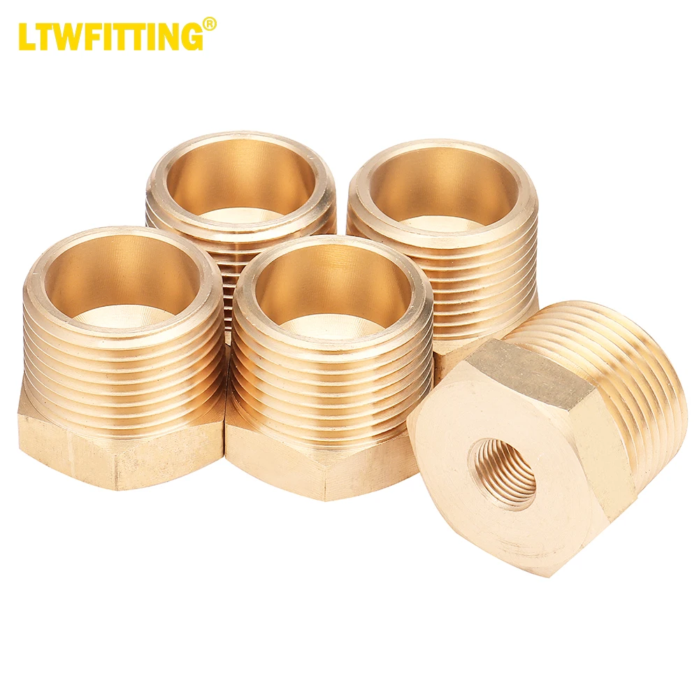 

LTWFITTING Brass Pipe Hex Bushing Reducer Fittings 3/4 Inch Male x 1/8 Inch Female NPT Fuel(Pack of 5)