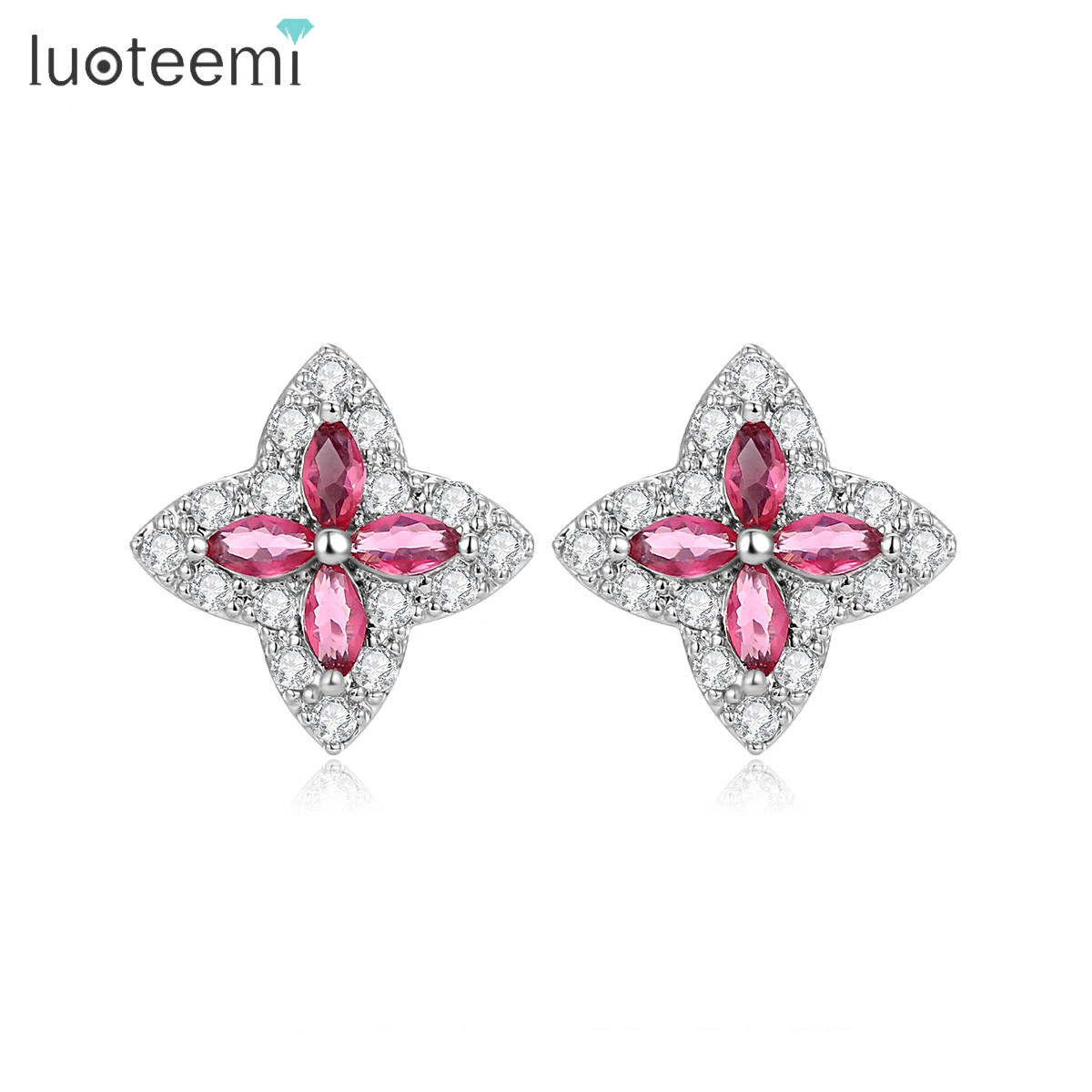 

LUOTEEMI Cute Sparkling Star AAA+ Cubic Zirconia Stud Earrings for Women 2023 New In Blue Red Green CZ Korean Fashion Jewelry