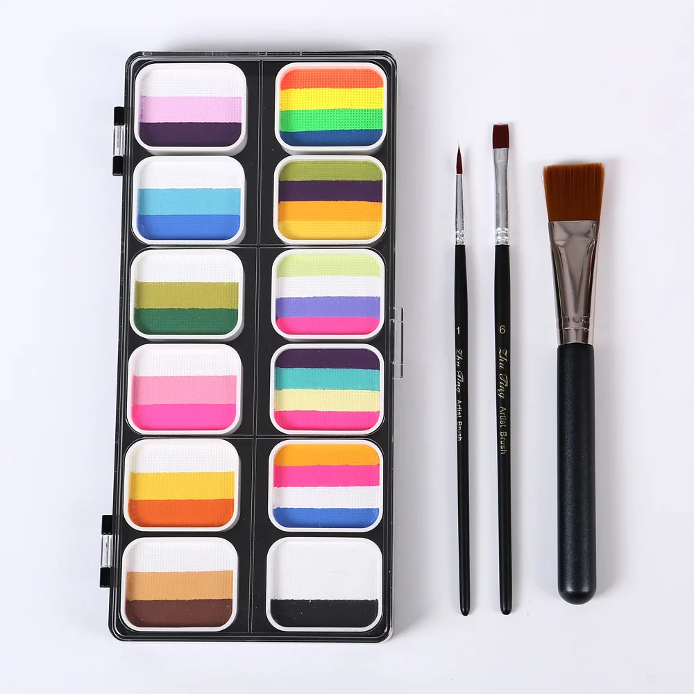 12 Color Rainbow Split Face Paint Palette For Kids Halloween Christmas Flag Water-based Aqua Liner cosplay makeup
12 Color Rainbow Split Face Paint Palette For Kids Halloween Christmas Flag Water-based Aqua Liner cosplay makeup