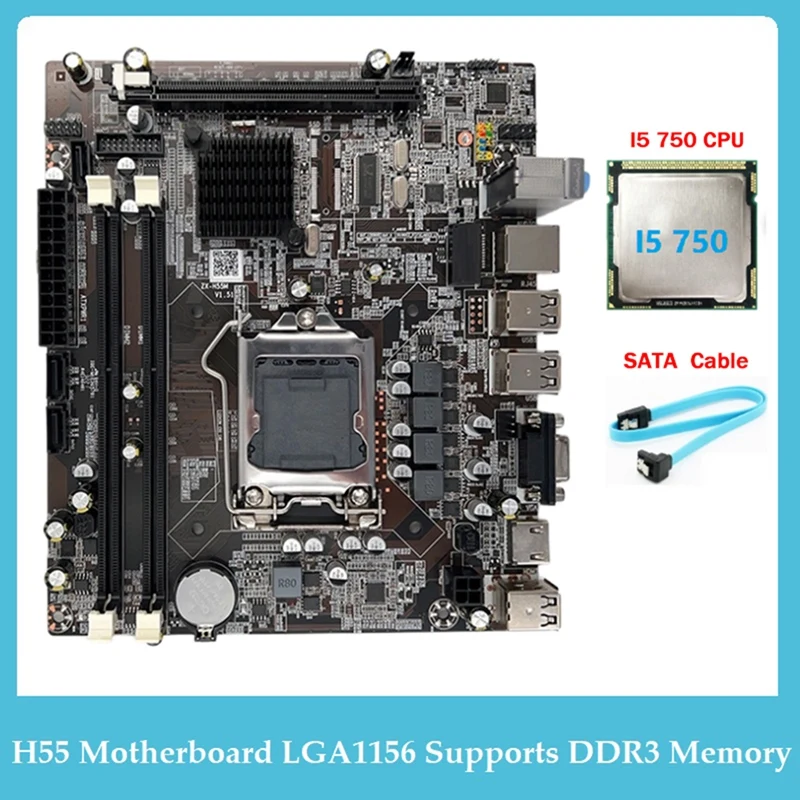 H55 Motherboard LGA1156 Supports I3 530 I5 760 Series CPU Motherboard+I5 750 CPU+SATA Cable
H55 Motherboard LGA1156 Supports I3 530 I5 760 Series CPU Motherboard+I5 750 CPU+SATA Cable