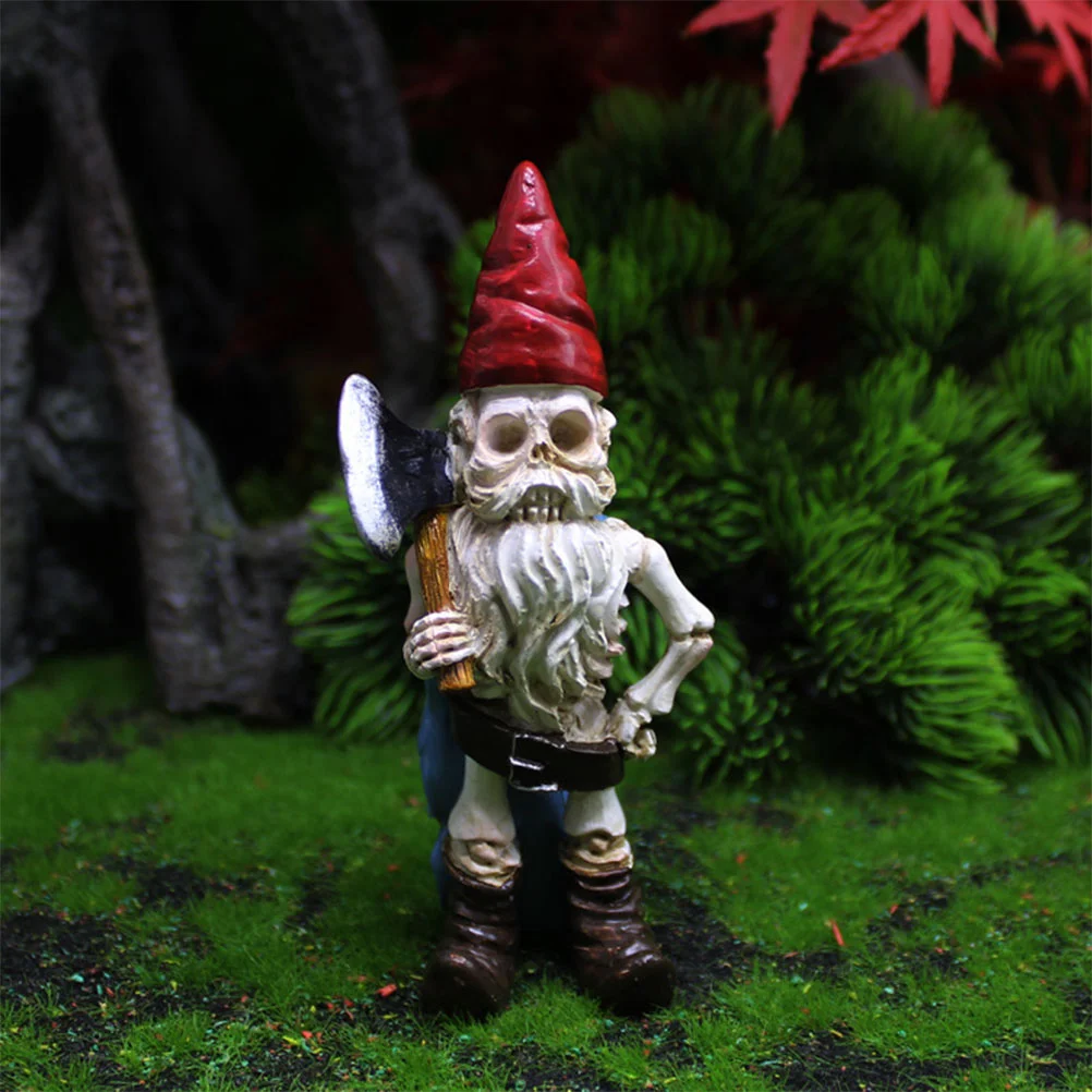 

2 Pcs Garden Decoration Gnome Figurine Outdoor Standing Figure Resin Cake Topper Lawn Statue Ornament