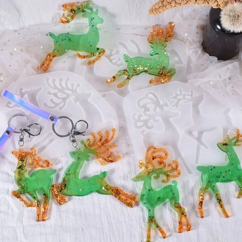 Christmas Elk Epoxy Resin Mold for Keychain Pendant Charms Silicone Mold DIY Resin Jewelry Making Tool Xmas Crafts Casting Mould Christmas Elk Epoxy Resin Mold for Keychain Pendant Charms Silicone Mold DIY Resin Jewelry Making Tool Xmas Crafts Casting Mould