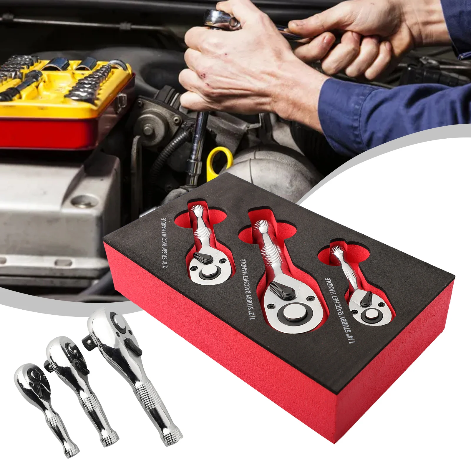 72-Tooth Ratchet Wrench 1/4 3/8 1/2 Inch Drive Quick-Release Chrome Vanadium Steel Head Square Head Rachet Wrench
72-Tooth Ratchet Wrench 1/4 3/8 1/2 Inch Drive Quick-Release Chrome Vanadium Steel Head Square Head Rachet Wrench