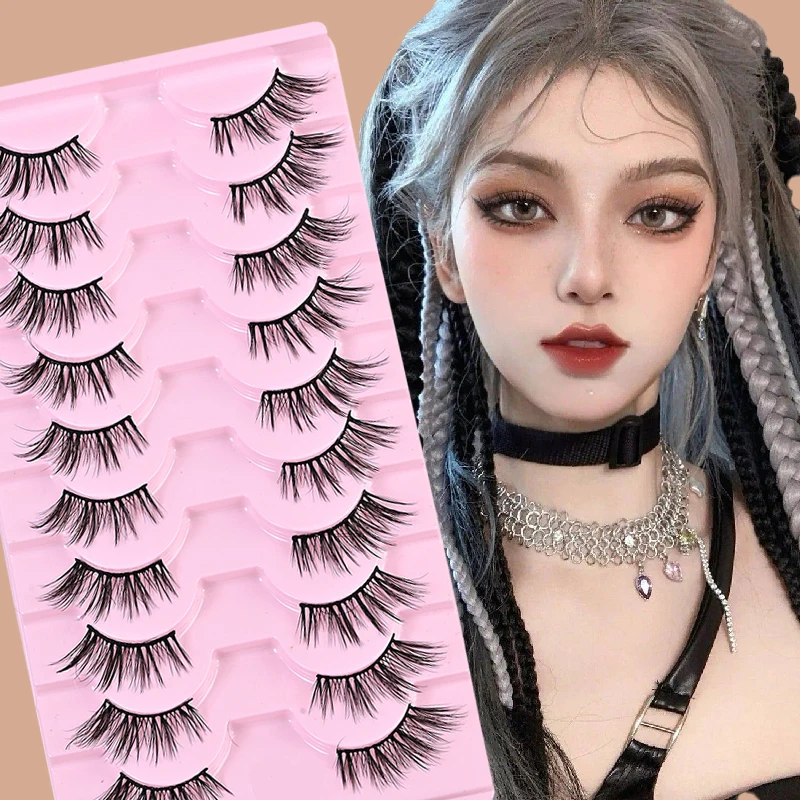 

10 Pairs 6D Mink Lashes Half Eye False Eyelashes Natural Cat Eye Eyelashes Curl Soft Thick Eyelashes Extend Makeup Wholesale