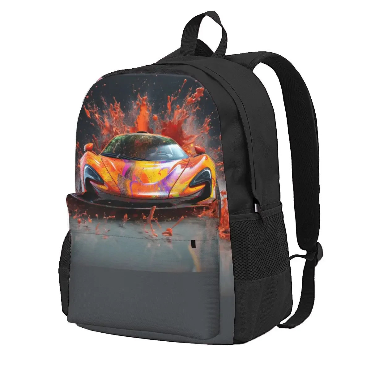 

Powerful Sports Car Backpack Liquid Splash Explosion Unisex Polyester Cycling Backpacks Durable Kawaii High School Bags Rucksack