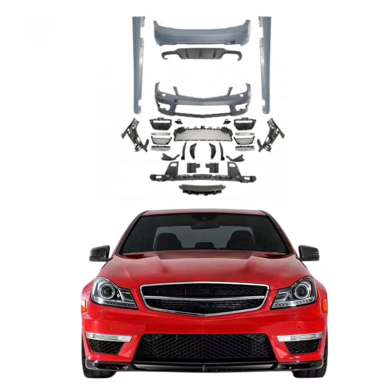 

Wholesale Car bumper For Mercedes W204 C-class upgrade C63 amg bodykit 63 amg rear diffuser side skirt front rear bumper