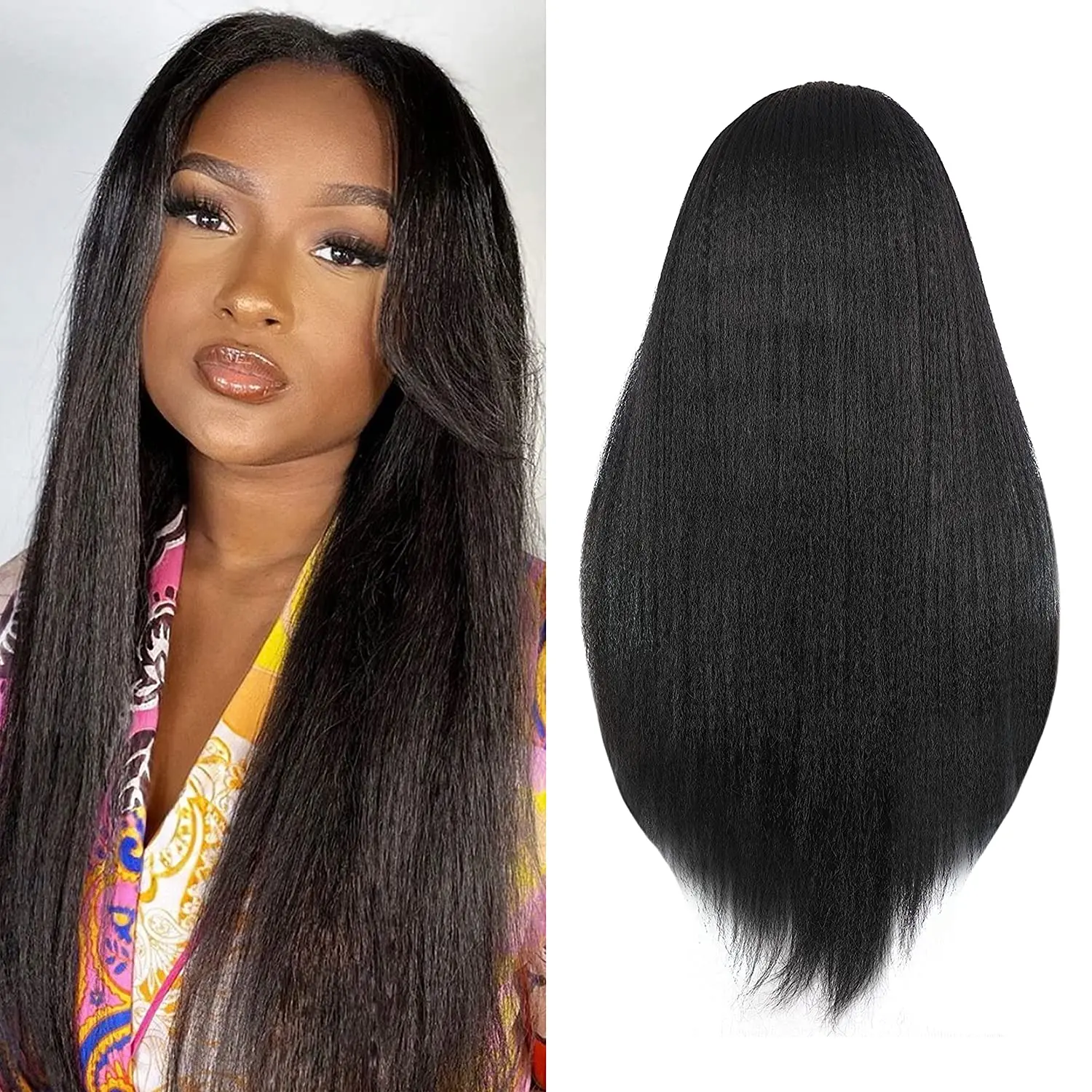 180%Density 26Inch Black Color Soft Yaki Straight Long Glueless Lace Front Wig High Temperature With Baby Hair For Black Women
180%Density 26Inch Black Color Soft Yaki Straight Long Glueless Lace Front Wig High Temperature With Baby Hair For Black Women