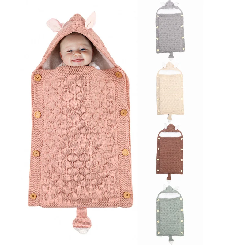 

Детская сумка осень-зима вязаное утолщенное мягкое одеяло для пеленания детская коляска ветрозащитный теплый флисовый спальный мешок