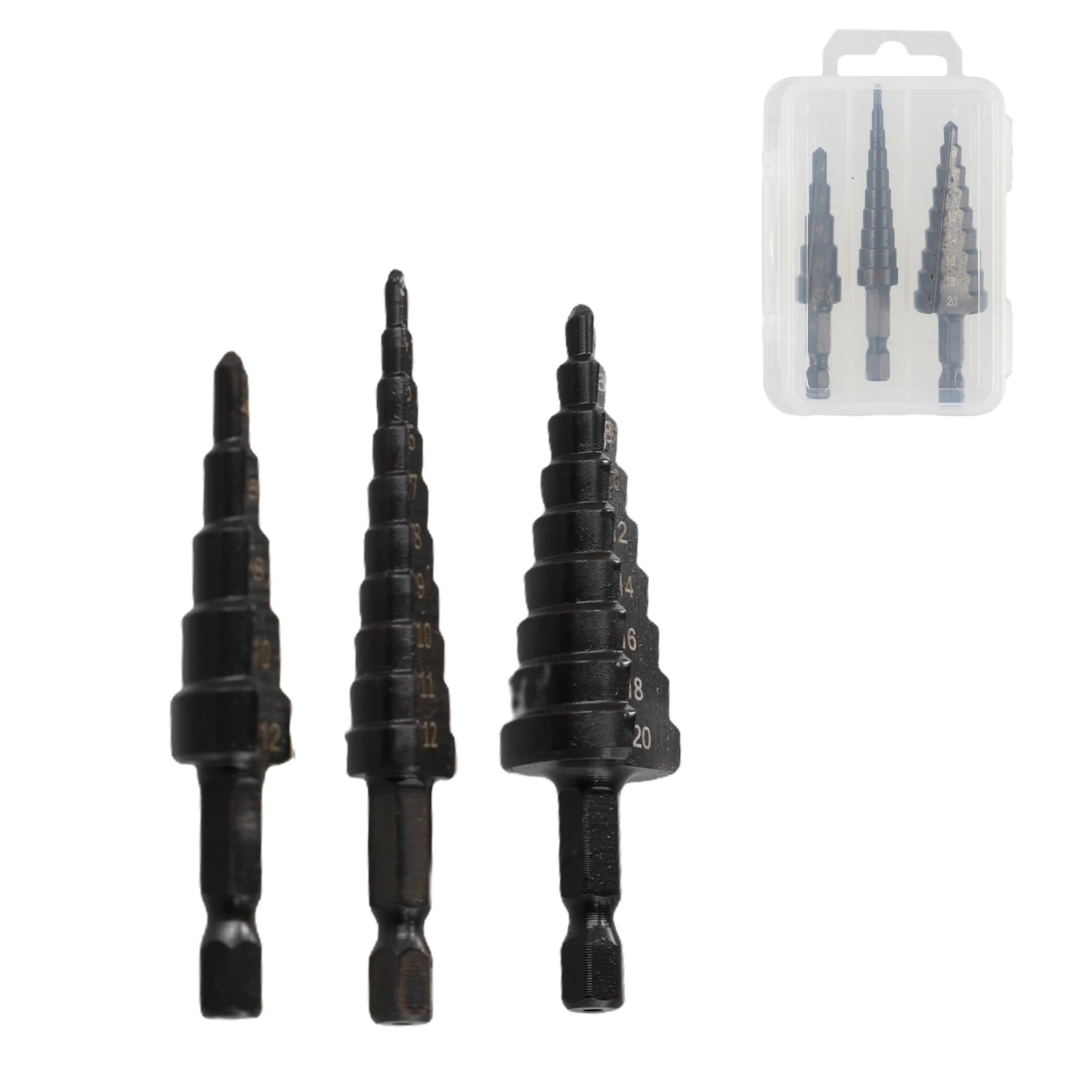 3Pcs HSS Step Drill Bit Straight Groove Titanium Coated Wood Metal Hole Cutter High Speed Steel Core Drill Bit 3-12/4-12/4-20mm
3Pcs HSS Step Drill Bit Straight Groove Titanium Coated Wood Metal Hole Cutter High Speed Steel Core Drill Bit 3-12/4-12/4-20mm