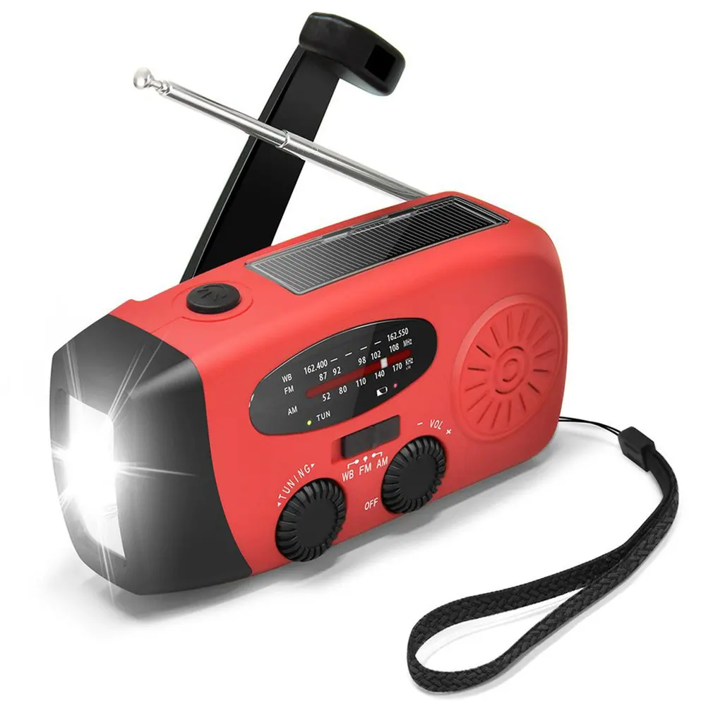 

Protable Solar Radio Hand Crank Dynamo Powered AM/FM/NOAA Weather Radio Emergency Rescue LED Flashlight Mobile Power USBCharge