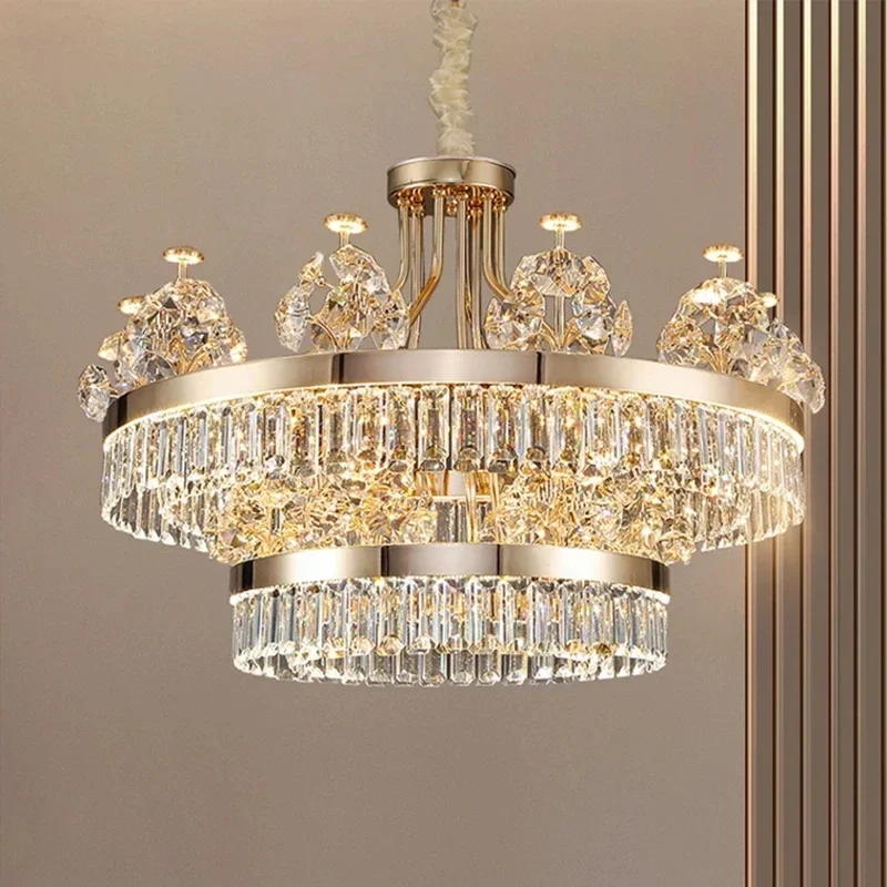American style luxury double layered crystal chandelier postmodern living room light villa building duplex building home atmosph
American style luxury double layered crystal chandelier postmodern living room light villa building duplex building home atmosph