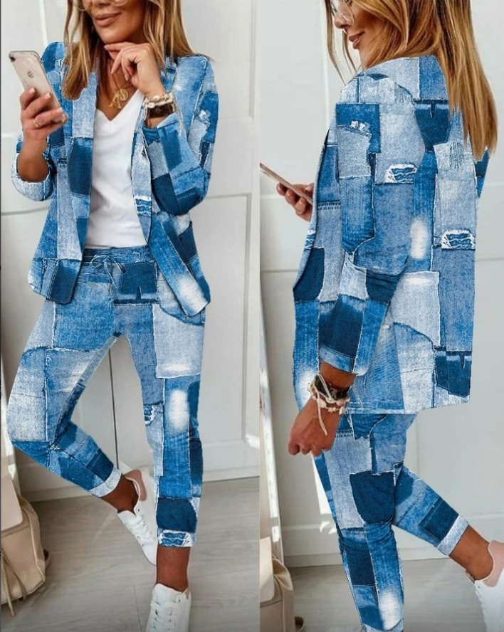 Women's Blazer Suits Spring Autumn Fashion Ombre Long Sleeve Shawl Collar Pocket Blazer & Elegant Drawstring Long Work Pants Set
Women's Blazer Suits Spring Autumn Fashion Ombre Long Sleeve Shawl Collar Pocket Blazer & Elegant Drawstring Long Work Pants Set