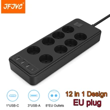 JFJVC EU Plug 8 AC Outlets Extension Electrical Power Strip Expander Socket With USB Type C PD Charger Network Filter Adapter
JFJVC EU Plug 8 AC Outlets Extension Electrical Power Strip Expander Socket With USB Type C PD Charger Network Filter Adapter