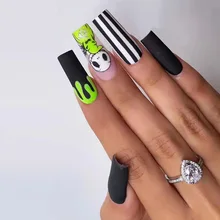 Wearable Nail Stick Ballet Nail Fluorescent Green Black and White Line Fake Nail Finished Removable Nail Piece Nail Nail Nail
Wearable Nail Stick Ballet Nail Fluorescent Green Black and White Line Fake Nail Finished Removable Nail Piece Nail Nail Nail