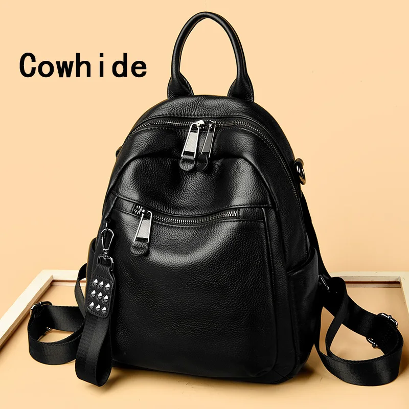 

Cowhide Female Women's Bags Backpack Shoulder 2024 Travel Bag Fashion Large Capacity With Multiple Compartments Chest Pack