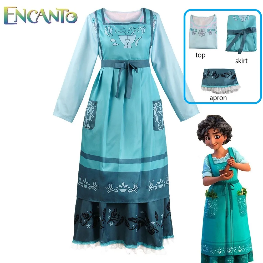 

Julieta Madrigal Costume Movie Encanto Mirabel Mother Cosplay Julieta Costume Dress Halloween Party Clothes for Adult Children