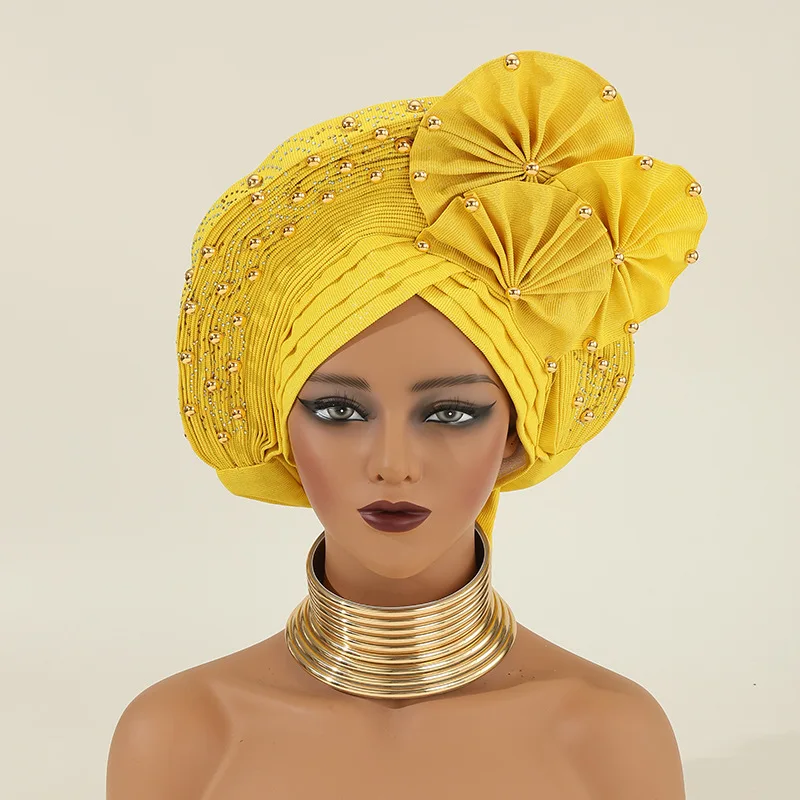 

Turban Femme Africaine Headwrap Turbans for Women Headband Auto Gele Headtie Already Made African Nigerian Turban Cap 1 Set