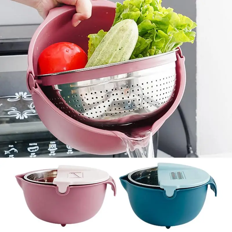 

Colander Bowl 2 in 1 Colanders Set Double Layered Pasta Strainer Basket Fruits and Vegetables Washing Basket kitchen gadgets