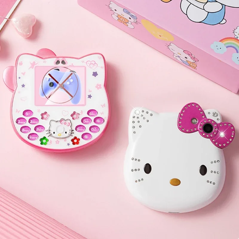 

Hot 2024 Sanrio Kawaii Hello Kitty Mini Phone Cartoon Kids Taiml Cute Phone Festival Birthday Fashion Girls Toys Children Gift
