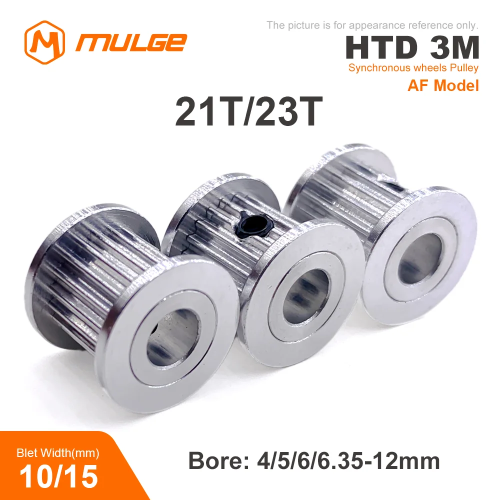 

Synchronizing Wheel HTD 3M AF model 21T/23Teeth Bore 4/5/6/6.35/8/10/12mm Timing Belt Width 10/15mm 3D printer CNC Parts