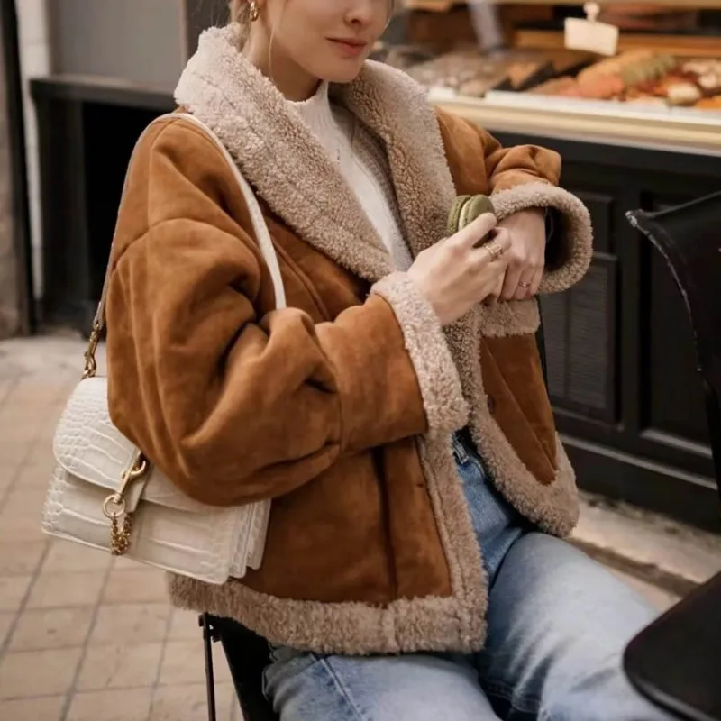 YEMOGGY Vintage Brown Warm Thick Cotton Fur Coats Winter Women's Coat with Pocket 2023 New V-neck Single breasted Windproof Coat
YEMOGGY Vintage Brown Warm Thick Cotton Fur Coats Winter Women's Coat with Pocket 2023 New V-neck Single breasted Windproof Coat