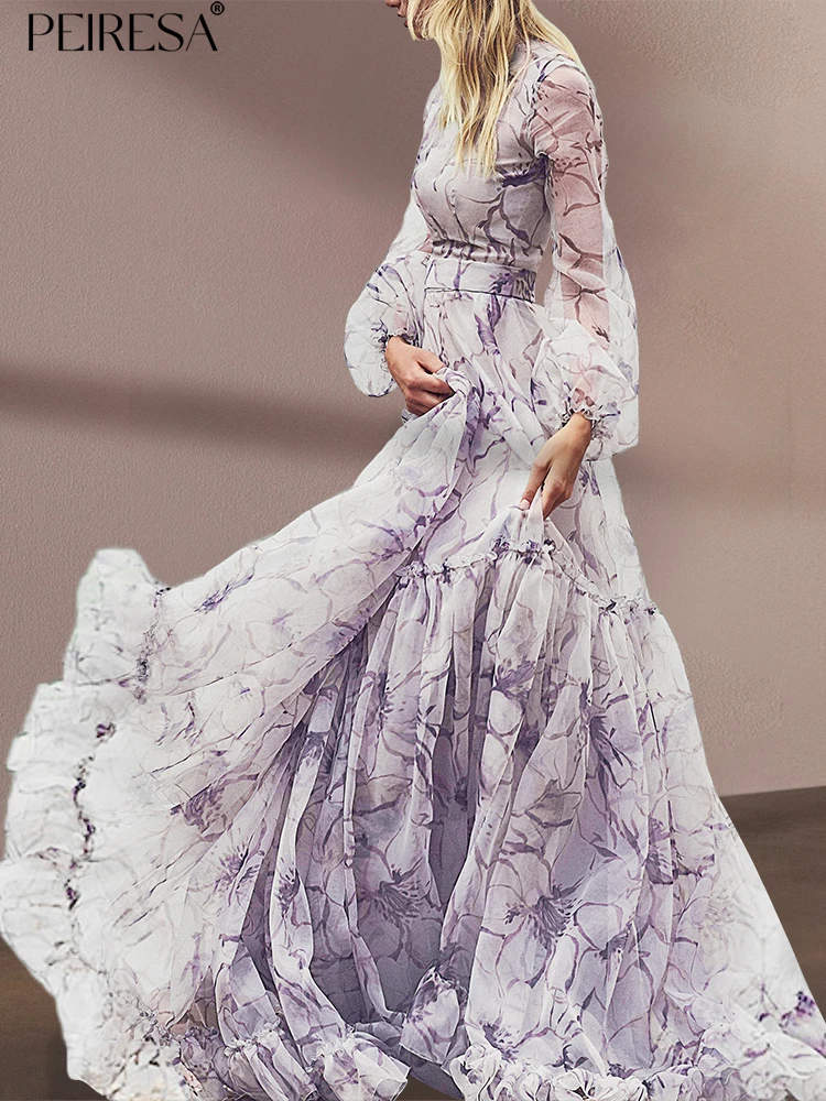 PEIRESA High-end Vintage Floral Print Evening Dress Women Ruffles O Neck Lantern Sleeve Elegant Holiday Long Dresses Vestidos
PEIRESA High-end Vintage Floral Print Evening Dress Women Ruffles O Neck Lantern Sleeve Elegant Holiday Long Dresses Vestidos