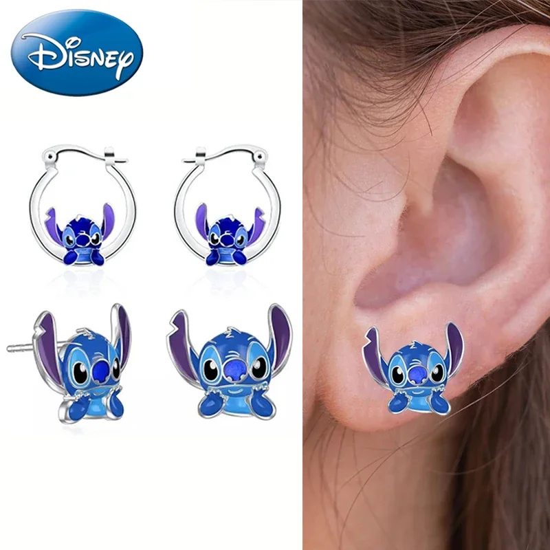 

Disney Cartoon Lilo & Stitch Ear Pendants Kawaii Stitch Metal Earring Delicate Female Jewelry Accessories Girl Christmas Gifts