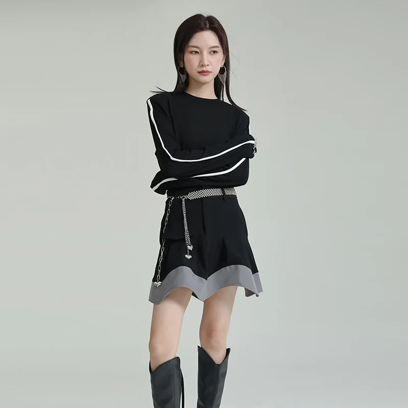 

Zhongchuang Rizhen 2023 новая нишевая дизайнерская юбка с подвеской Женская тонкая комбинированная контрастная серая плиссированная юбка