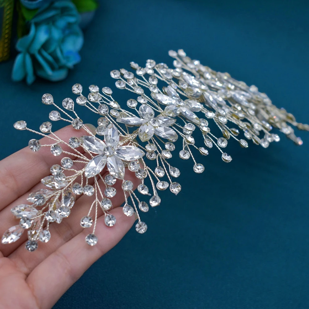 

DZ004 Silver Wedding Headbands Rhinestone Women Hair Jewelry Bridal Hair Accessories Ornaments Jewelry Gift Bridal Headpieces