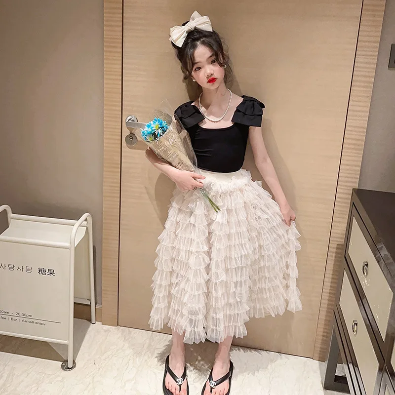 Summer New Kid Sweet Tops Skirts Sets Big Girl Leisure Mesh Tulle Cake Skirt Fancy Elegant Teens Girls Clothing Fashion Dresses
Summer New Kid Sweet Tops Skirts Sets Big Girl Leisure Mesh Tulle Cake Skirt Fancy Elegant Teens Girls Clothing Fashion Dresses