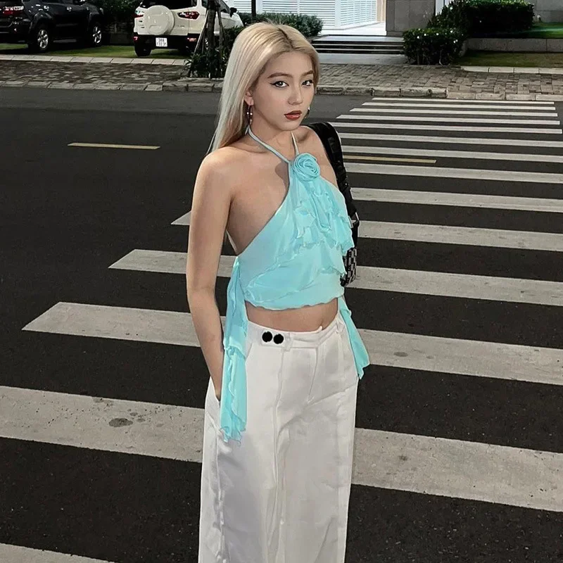 European and American Summer Flower Irregular Design Curled Edge Sexy Slim Fit Hanging Neck Tank Top Exposed Navel Top CSM60XY
European and American Summer Flower Irregular Design Curled Edge Sexy Slim Fit Hanging Neck Tank Top Exposed Navel Top CSM60XY